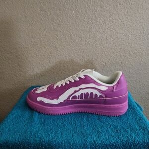 Vibrant Purple and White Athletic Sneakers